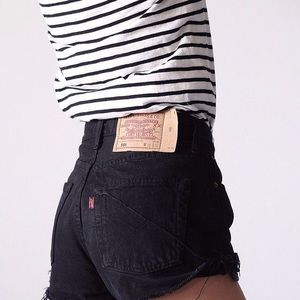 Levi’s High Waisted Black Denim Shorts